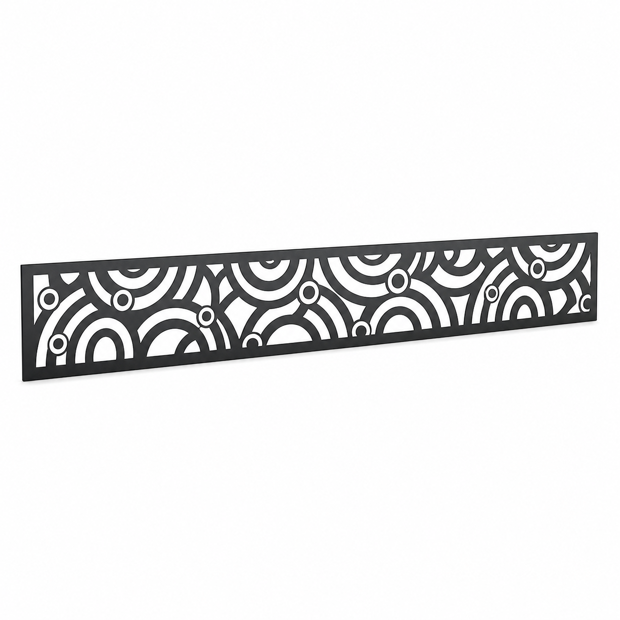 Abstract Modern Curl laser cut metal fence topper insert perspective view, Design 115