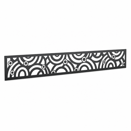 Abstract Modern Curl laser cut metal fence topper insert perspective view, Design 115