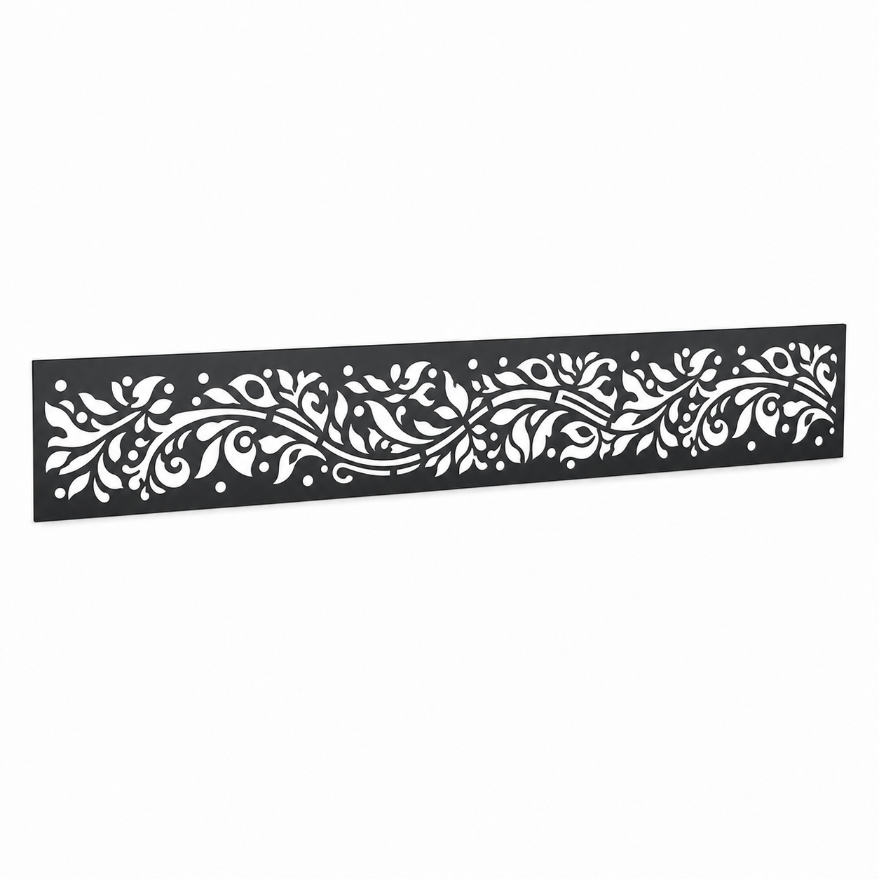 Fine Floral Filigree laser cut metal fence topper insert perspective view, Design 116