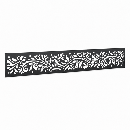 Fine Floral Filigree laser cut metal fence topper insert perspective view, Design 116