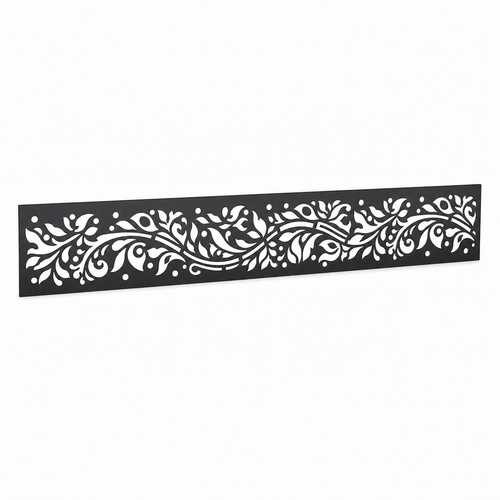 Fine Floral Filigree laser cut metal fence topper insert perspective view, Design 116