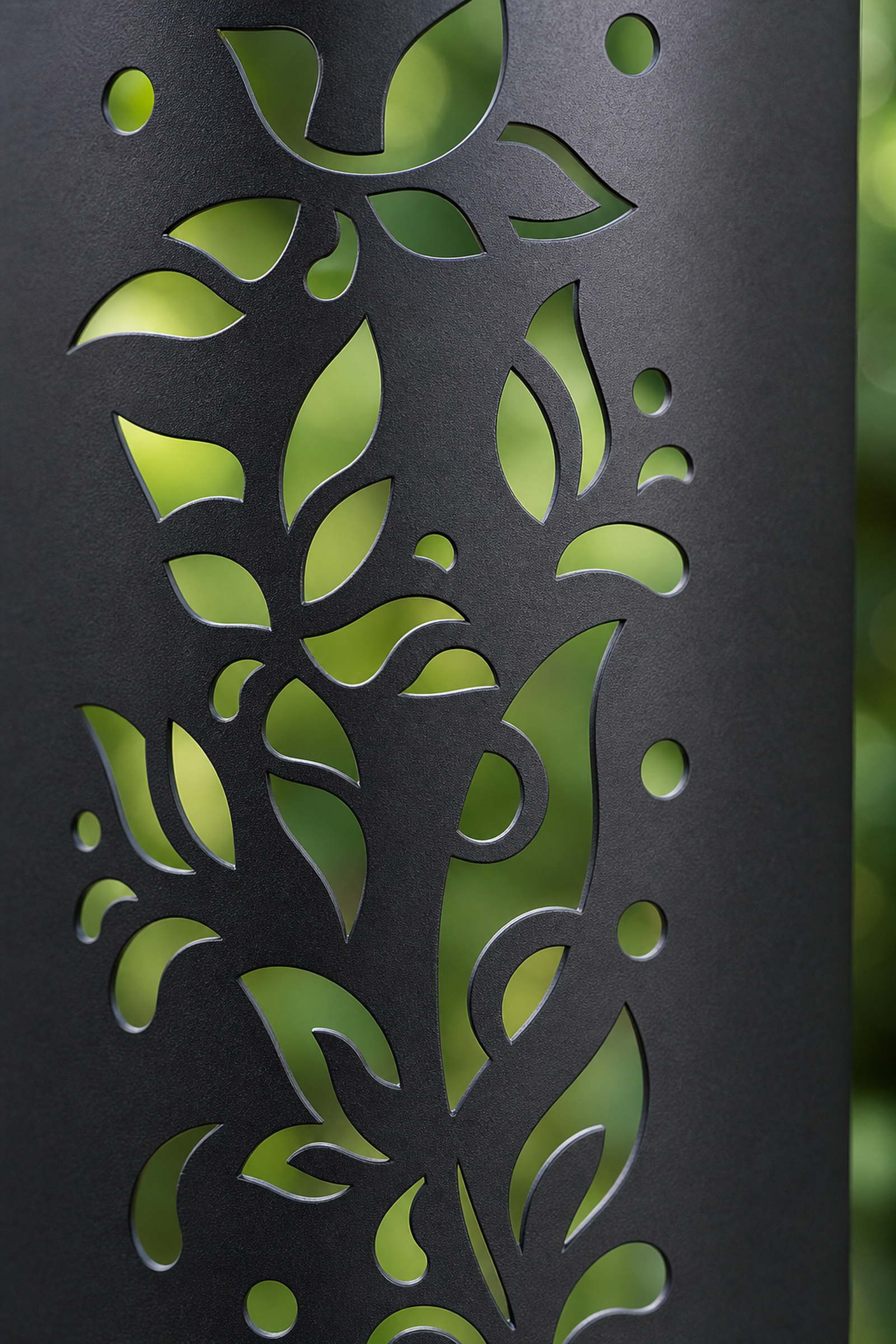 Design 116 Leaf Vine Spray Laser Cut Metal Privacy Screen Panel close-up detail view