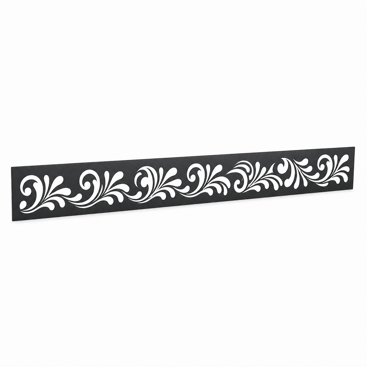 Moon Leaf Vine laser cut metal fence topper insert perspective view, Design 117