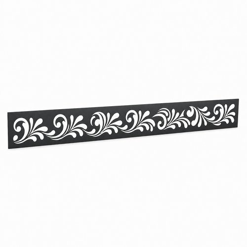 Moon Leaf Vine laser cut metal fence topper insert perspective view, Design 117