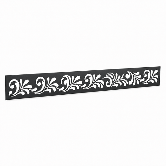 Moon Leaf Vine laser cut metal fence topper insert perspective view, Design 117