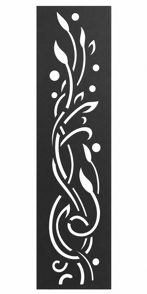 Design 118 Ribbon Leaf Vine Laser Cut Metal Privacy Screen Panel front main view