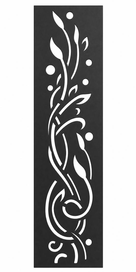 Design 118 Ribbon Leaf Vine Laser Cut Metal Privacy Screen Panel front main view