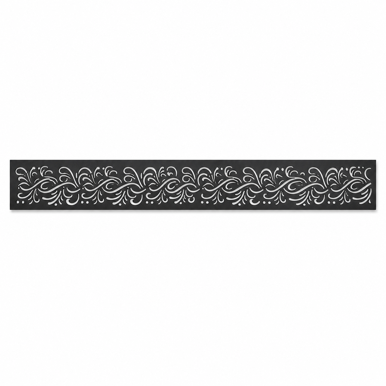 Dark Fine Wave decorative metal fence topper front pattern for WPC composite fencing, Design 119