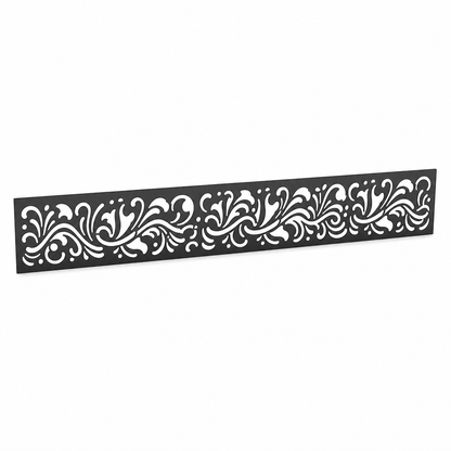 Dark Fine Wave laser cut metal fence topper insert perspective view, Design 119