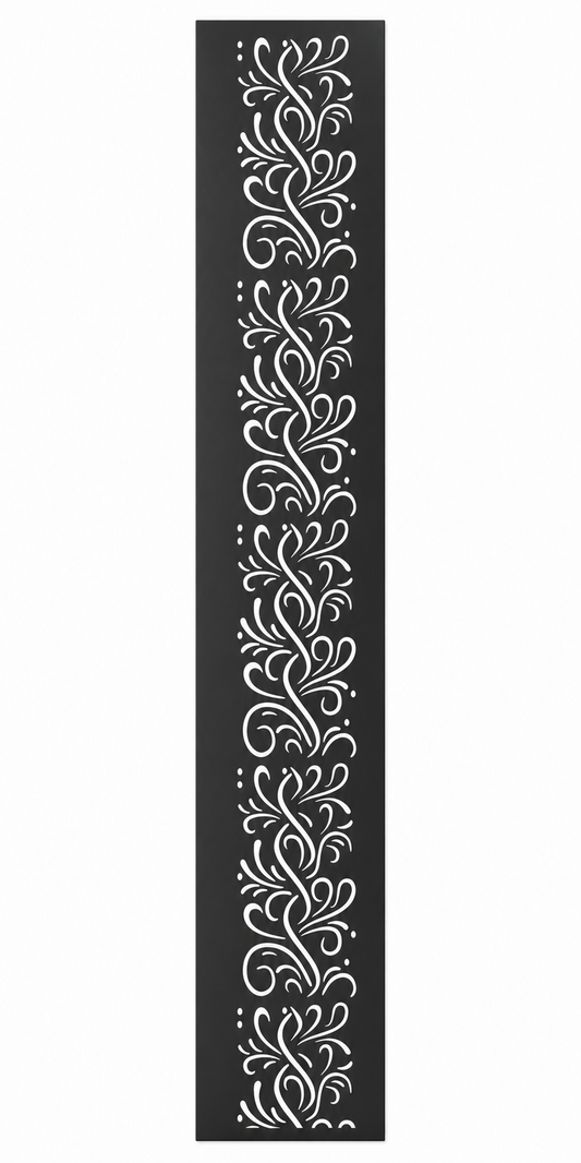 Design 119 Fine Floral Vine Laser Cut Metal Privacy Screen Panel front main view
