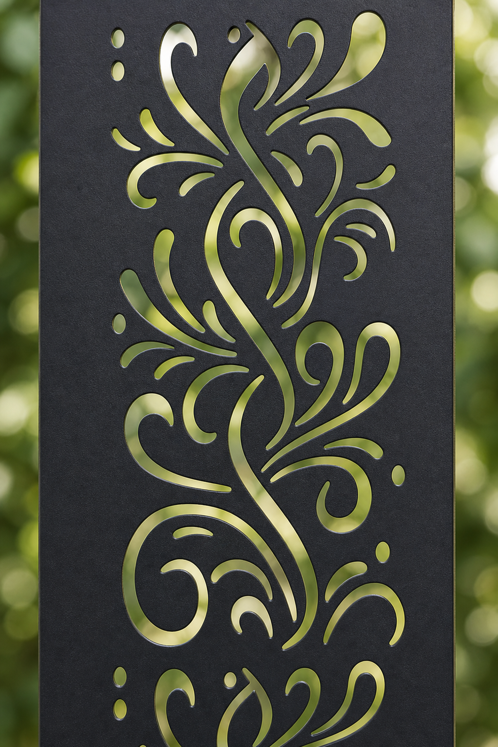 Design 119 Fine Floral Vine Laser Cut Metal Privacy Screen Panel close-up detail view