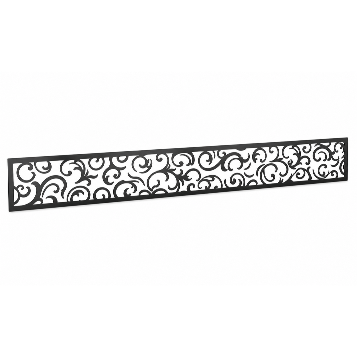 Dense Scroll Medallion laser cut metal fence topper insert perspective view, Design 120