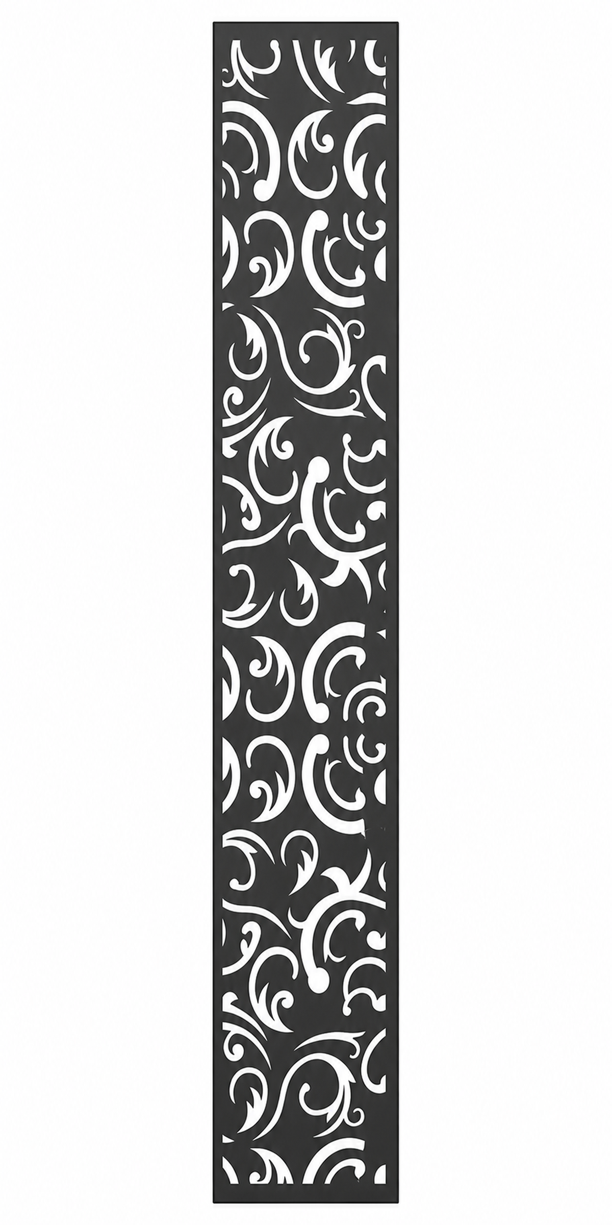 Design 120 Moon Scroll Border Laser Cut Metal Privacy Screen Panel front main view