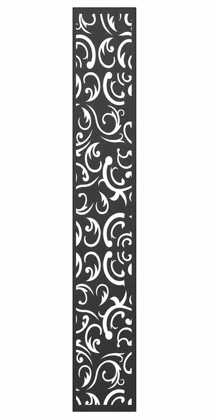 Design 120 Moon Scroll Border Laser Cut Metal Privacy Screen Panel front main view
