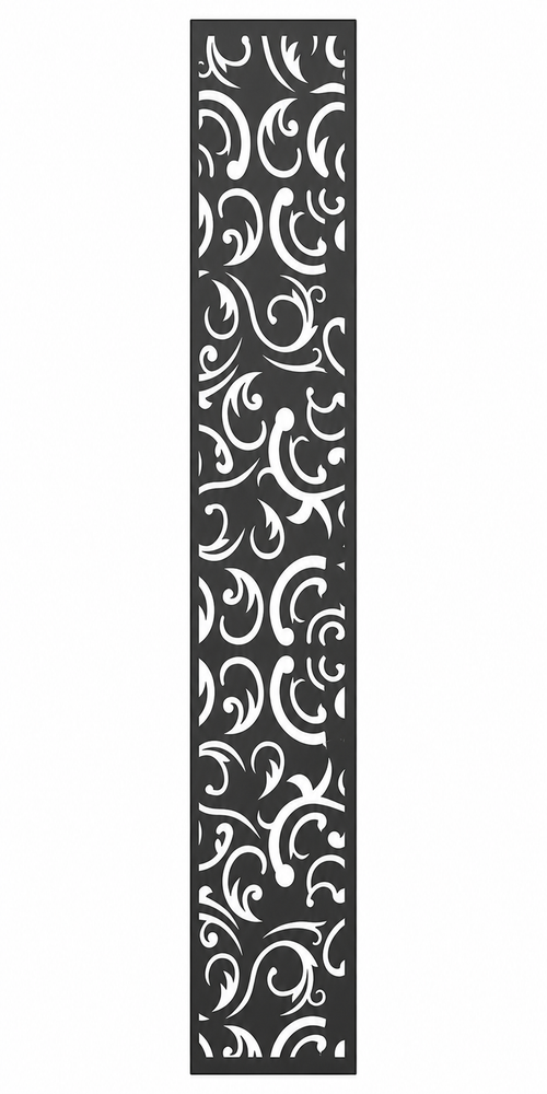 Design 120 Moon Scroll Border Laser Cut Metal Privacy Screen Panel front main view