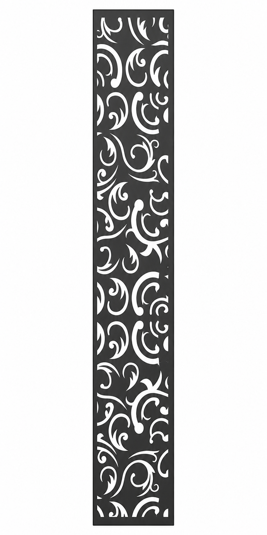 Design 120 Moon Scroll Border Laser Cut Metal Privacy Screen Panel front main view