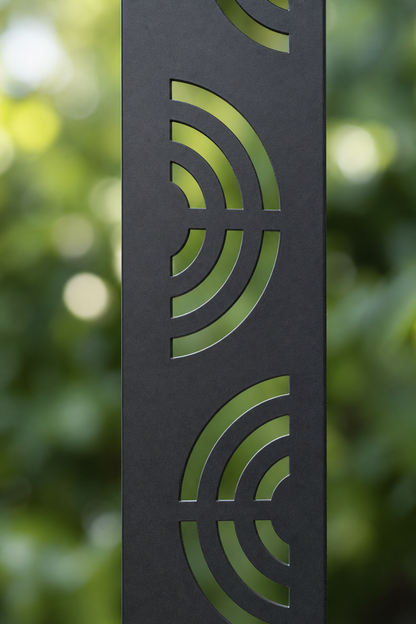 Design 121 Fan Wave Laser Cut Metal Privacy Screen Panel close-up detail view