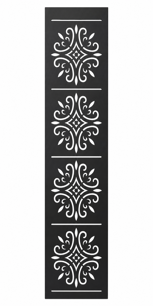 Design 122 Fleur Medallion Stack Laser Cut Metal Privacy Screen Panel front main view