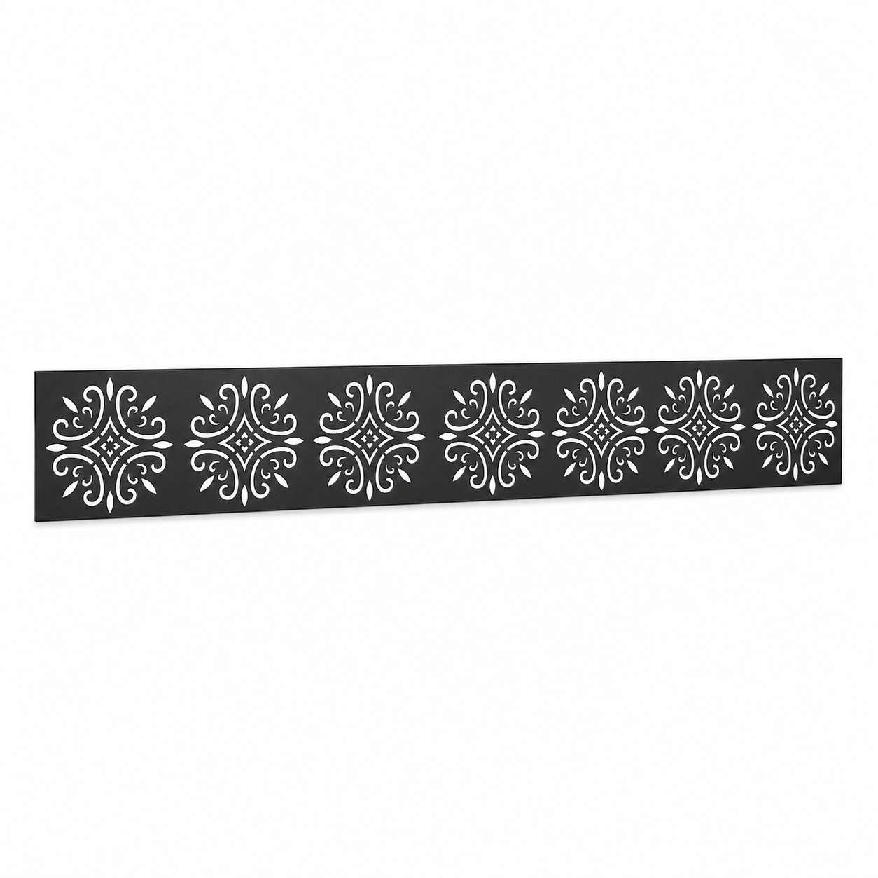 Four Petal Flower laser cut metal fence topper insert perspective view, Design 122