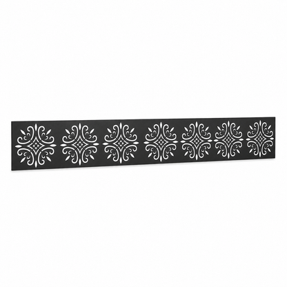 Four Petal Flower laser cut metal fence topper insert perspective view, Design 122