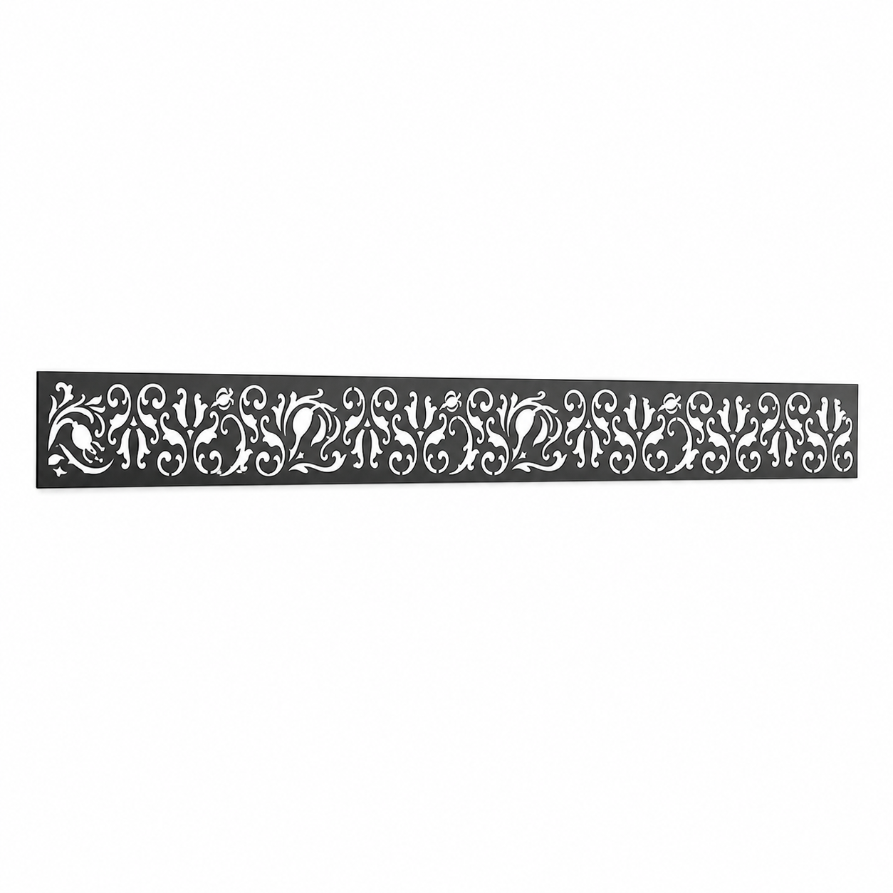 Gothic Leaf Column laser cut metal fence topper insert perspective view, Design 123