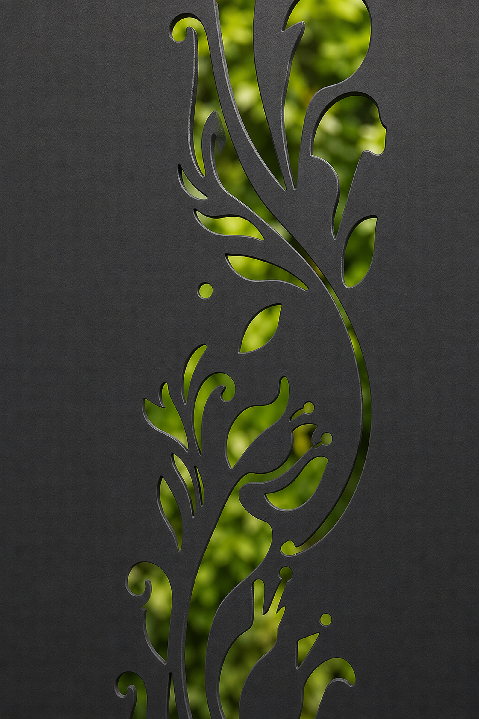 Design 123 Slim Climbing Vine Laser Cut Metal Privacy Screen Panel close-up detail view