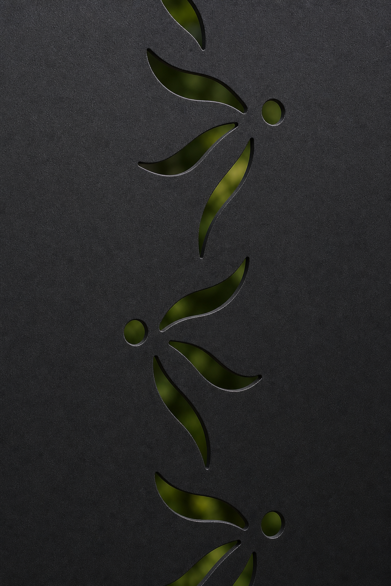 Design 124 Minimal Falling Leaves Laser Cut Metal Privacy Screen Panel close-up detail view