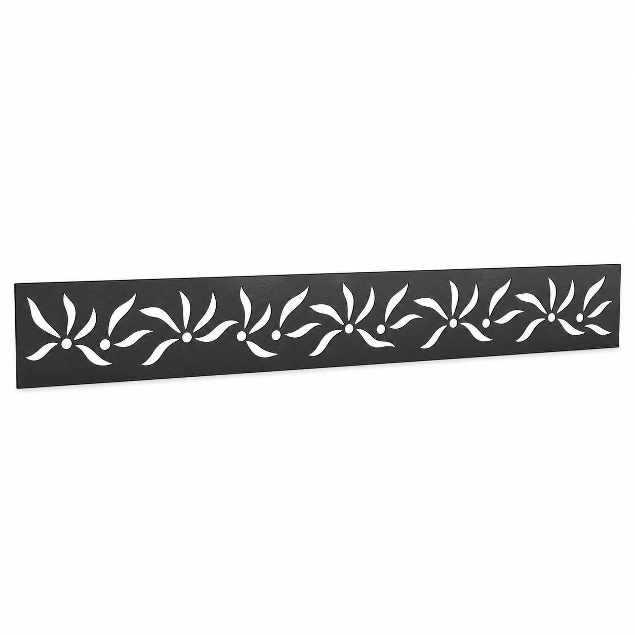 Single Branch Leaf laser cut metal fence topper insert perspective view, Design 124