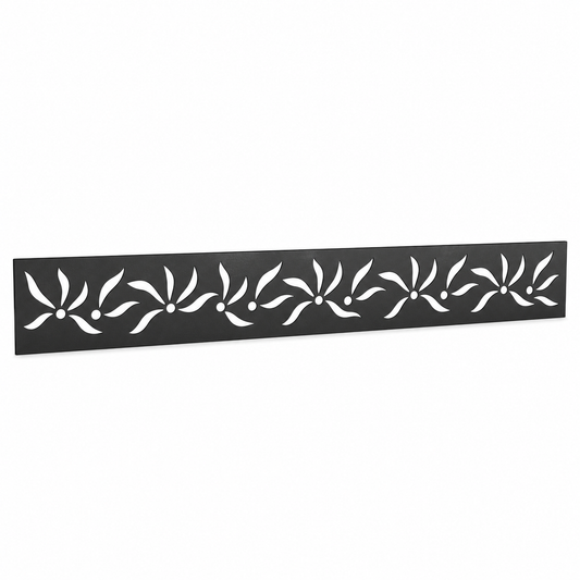 Single Branch Leaf laser cut metal fence topper insert perspective view, Design 124