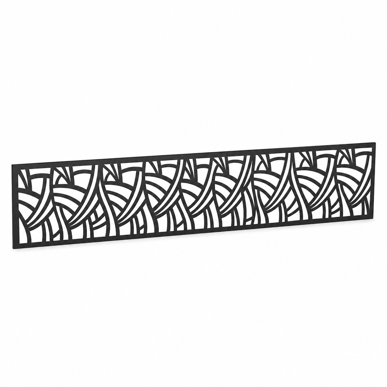 Art Deco Fan Grid laser cut metal fence topper insert perspective view, Design 125