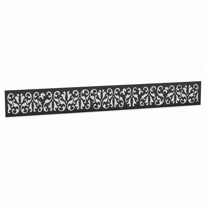 Mini Fleur De Lis Rail laser cut metal fence topper insert perspective view, Design 126