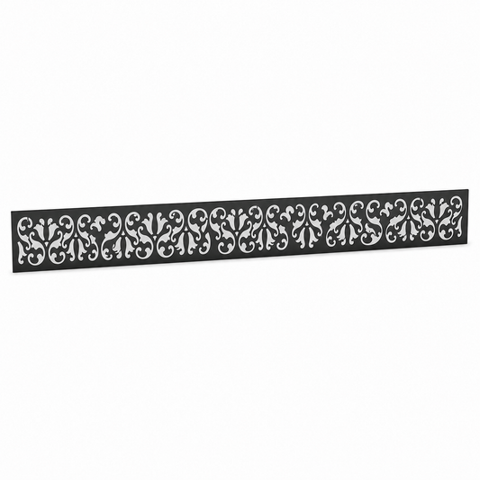 Mini Fleur De Lis Rail laser cut metal fence topper insert perspective view, Design 126