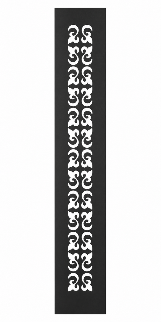 Design 126 Narrow Scroll Chain Laser Cut Metal Privacy Screen Panel front main view