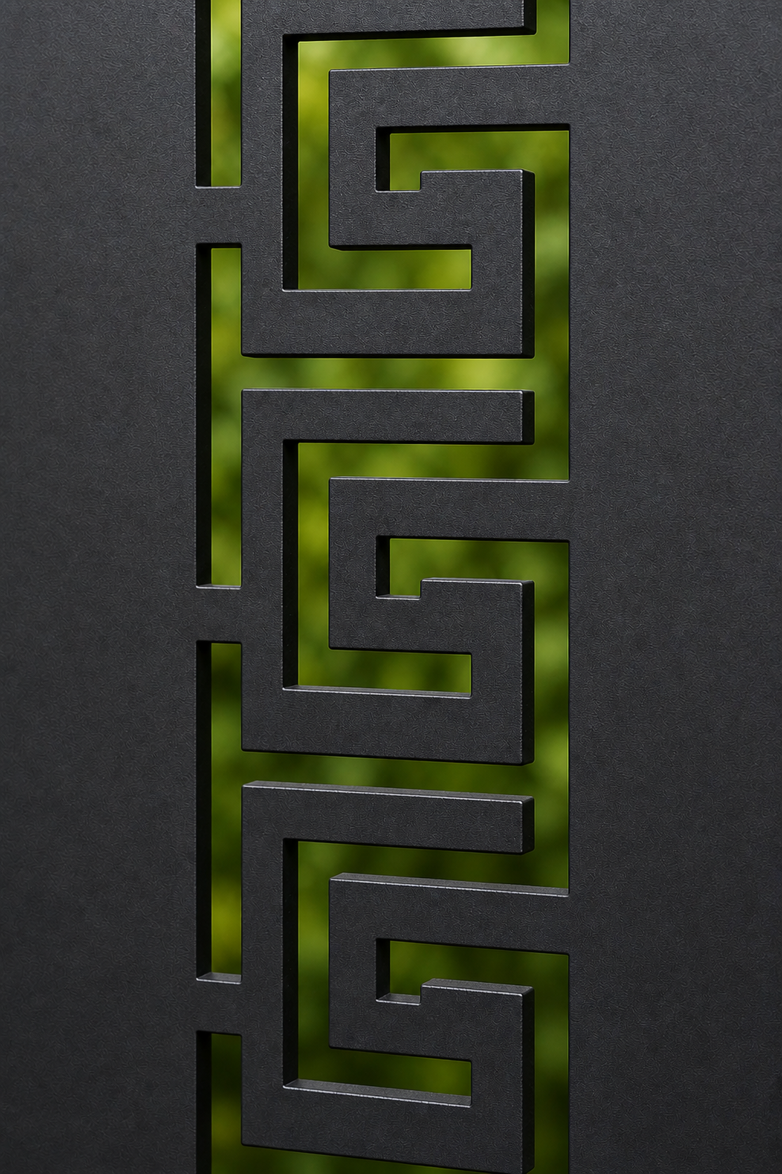 Design 128 Greek Key Runner Laser Cut Metal Privacy Screen Panel close-up detail view