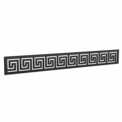 Narrow Greek Key laser cut metal fence topper insert perspective view, Design 128