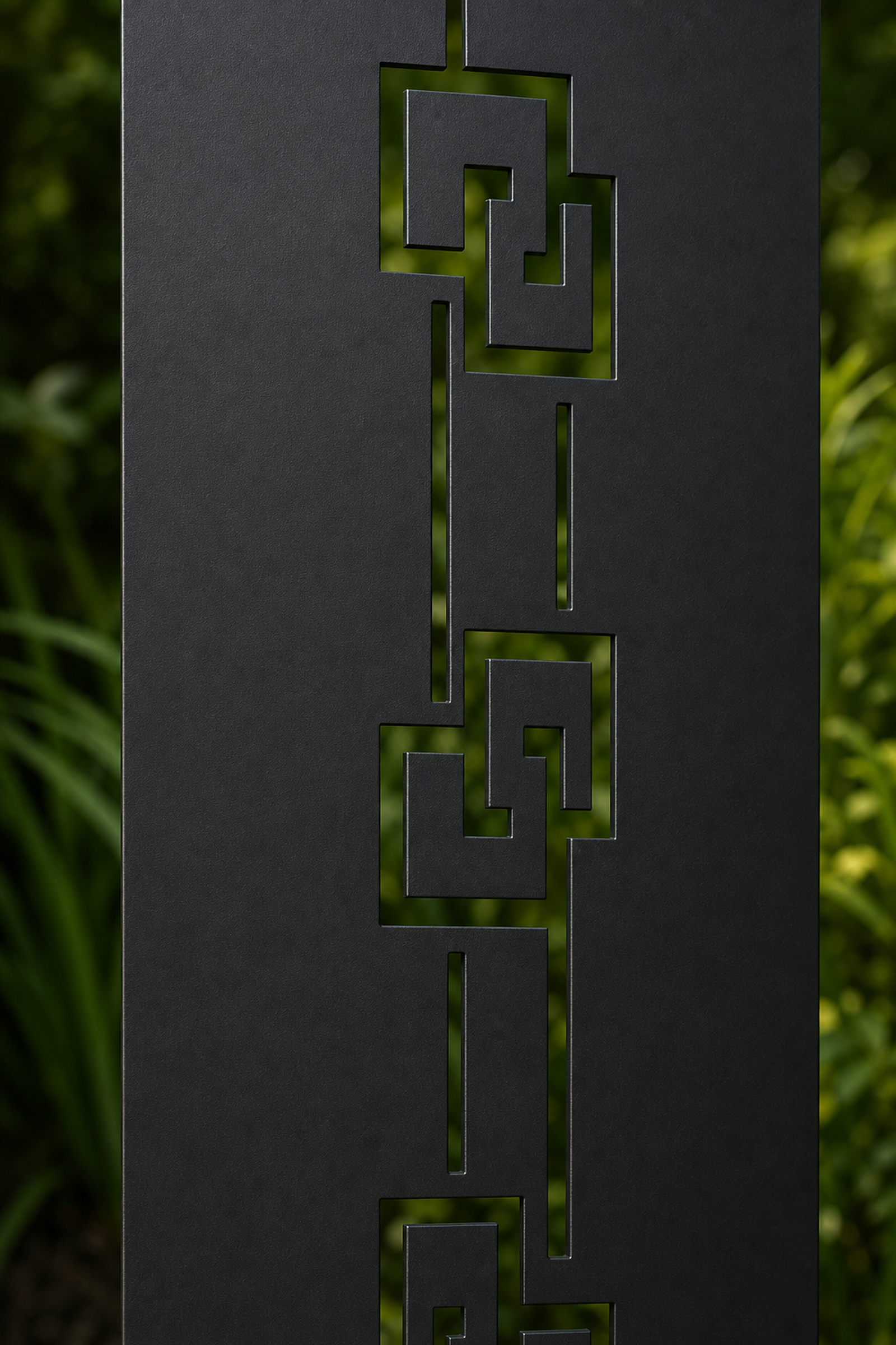 Design 129 Linked Squares Laser Cut Metal Privacy Screen Panel close-up detail view