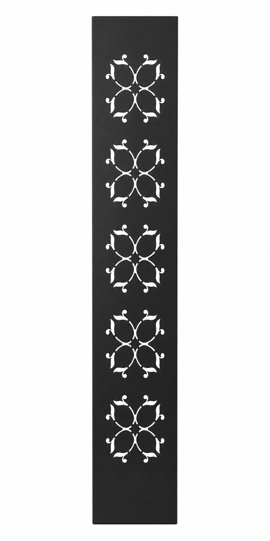 Design 130 Sunburst Wheels Laser Cut Metal Privacy Screen Panel front main view