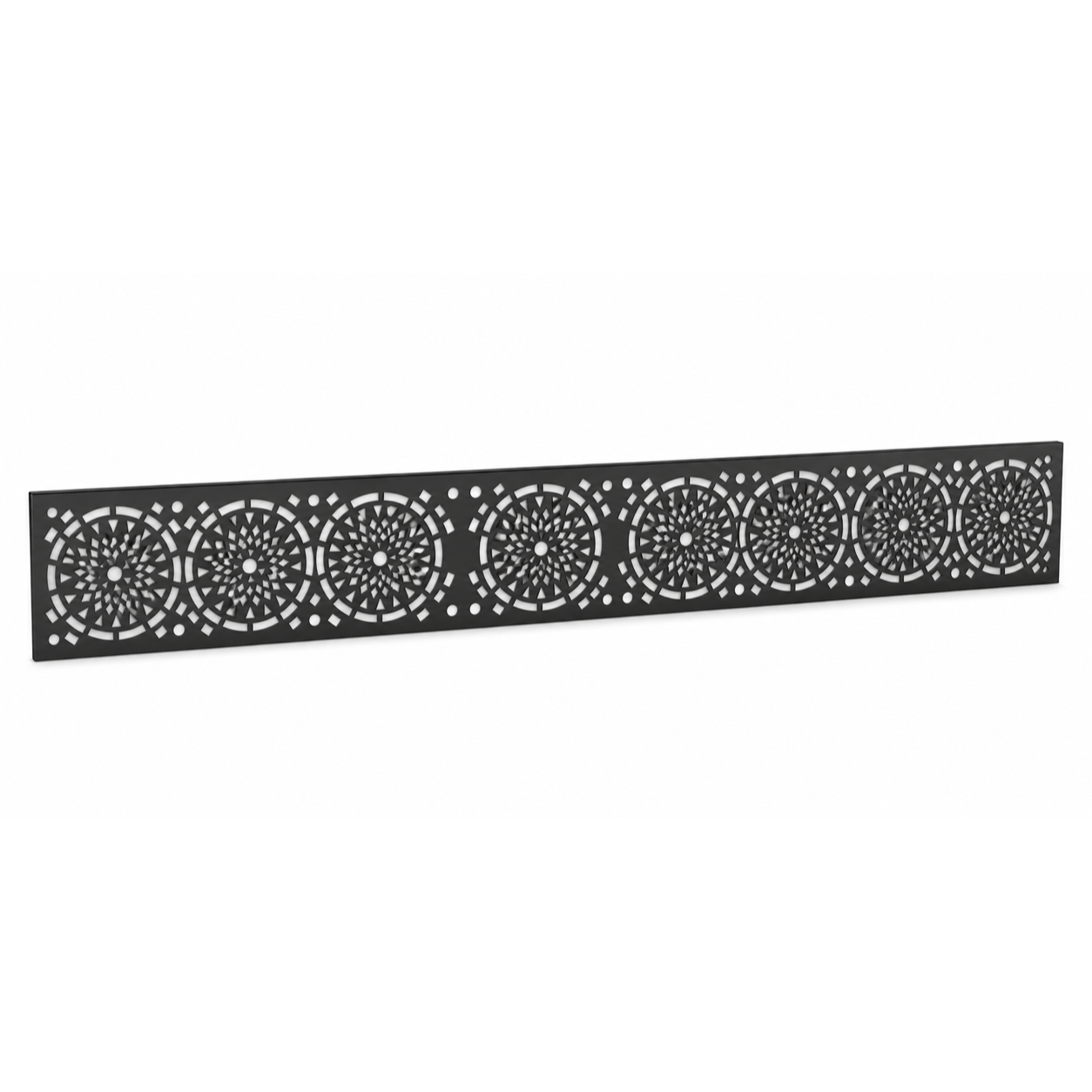 Round Rosette Medallion laser cut metal fence topper insert perspective view, Design 131