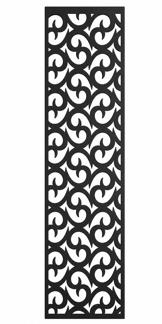 Design 132 Bold Scroll Waves Laser Cut Metal Privacy Screen Panel front main view