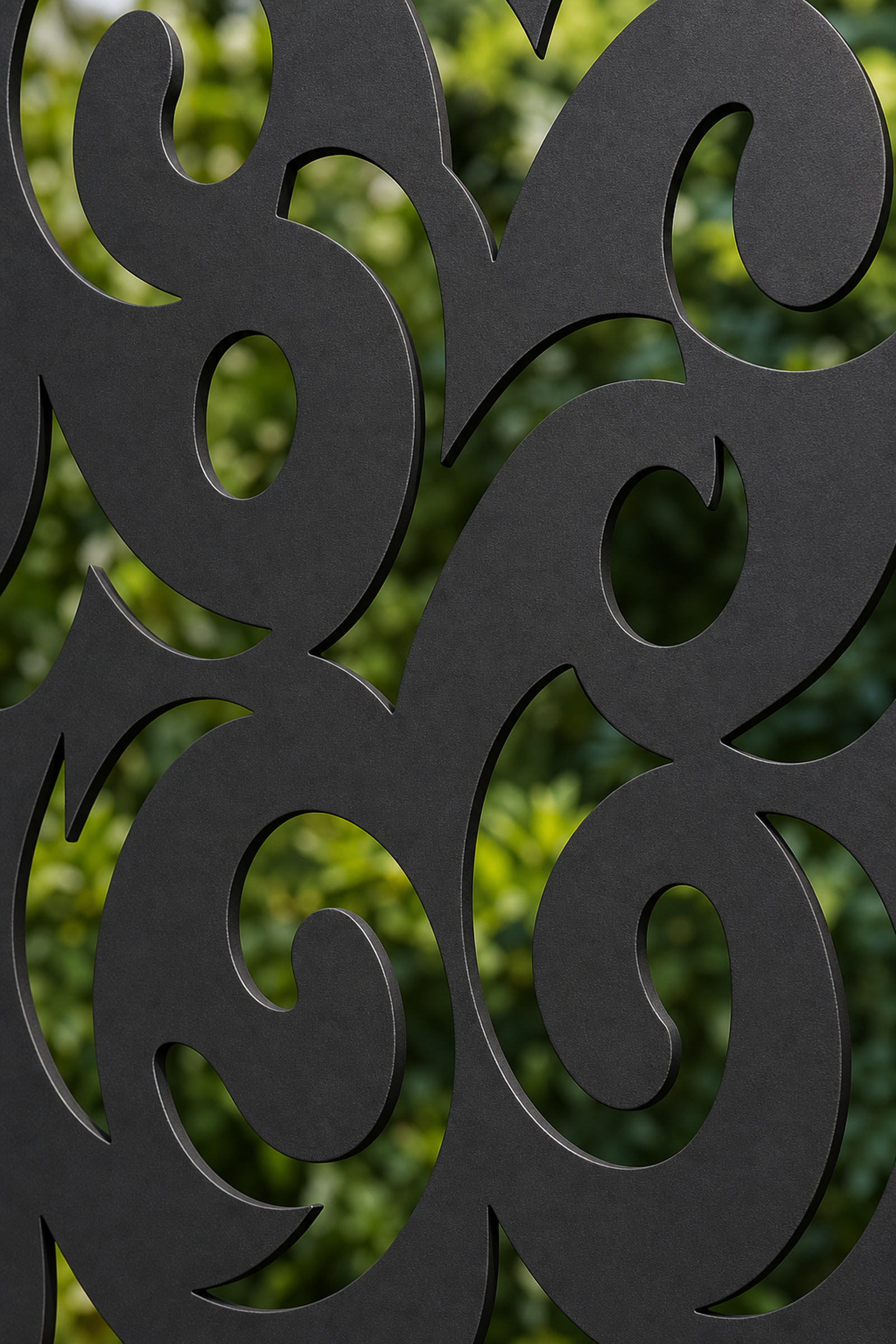 Design 132 Bold Scroll Waves Laser Cut Metal Privacy Screen Panel close-up detail view