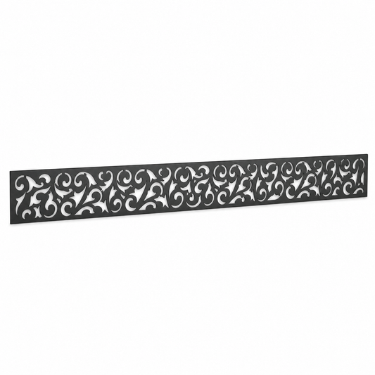 Chevron Star Lace laser cut metal fence topper insert perspective view, Design 132