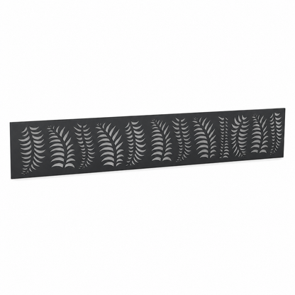 Diagonal Reed Shade laser cut metal fence topper insert perspective view, Design 133