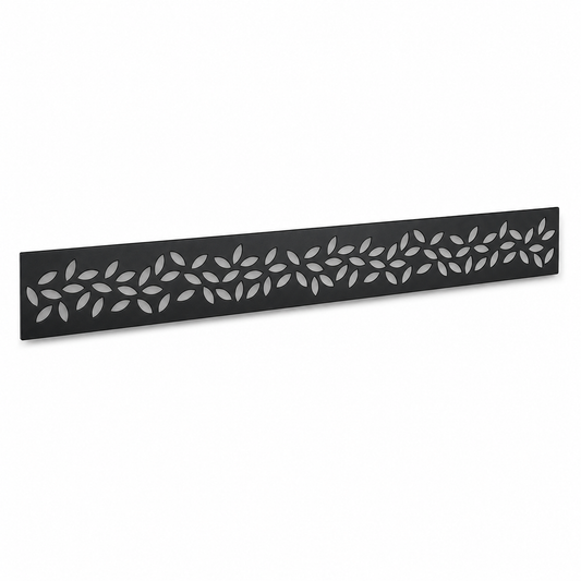 Fine Leaf Scatter laser cut metal fence topper insert perspective view, Design 134