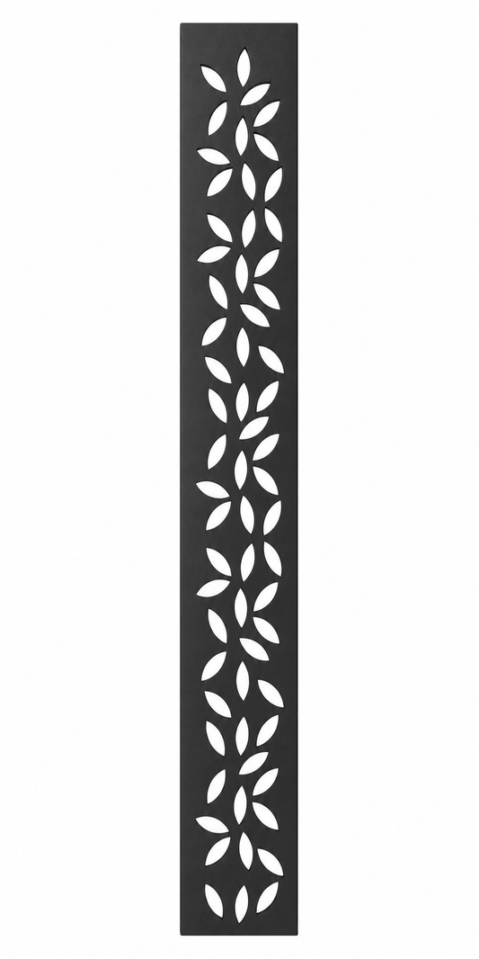 Design 134 Leaf Stem Column Laser Cut Metal Privacy Screen Panel front main view