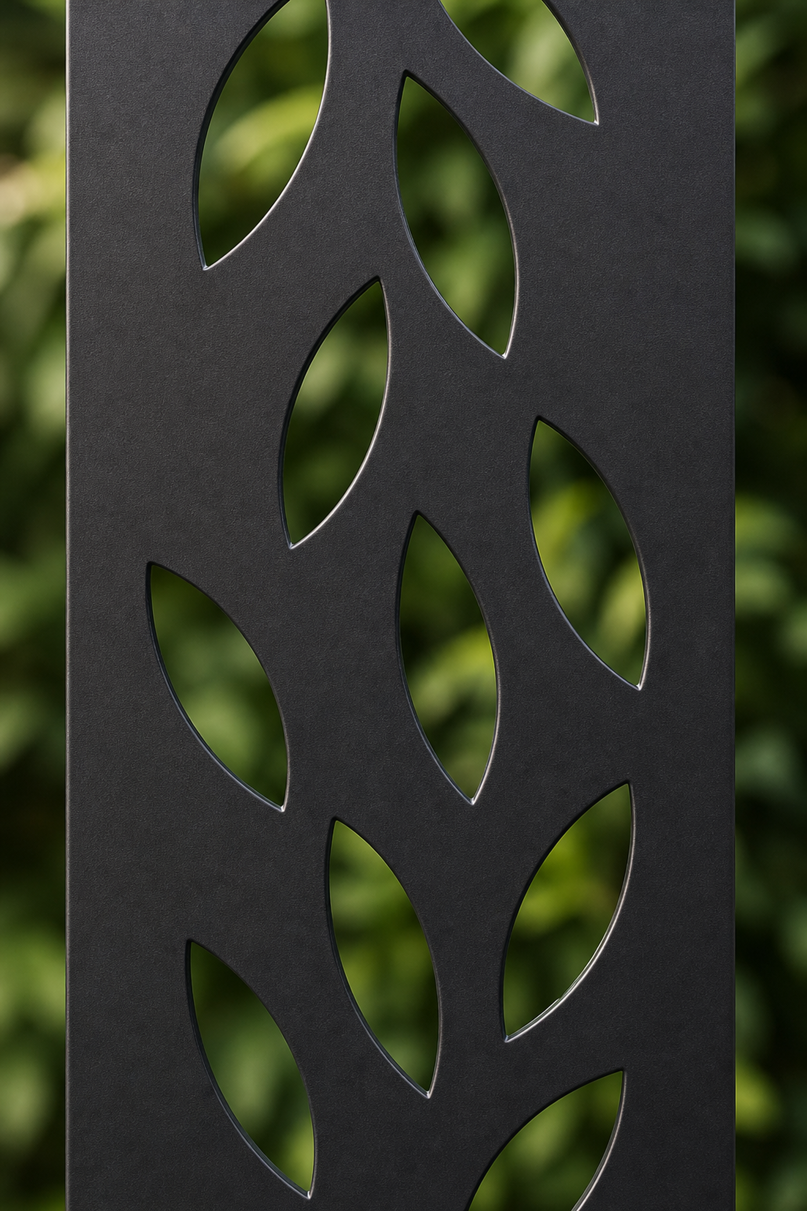 Design 134 Leaf Stem Column Laser Cut Metal Privacy Screen Panel close-up detail view