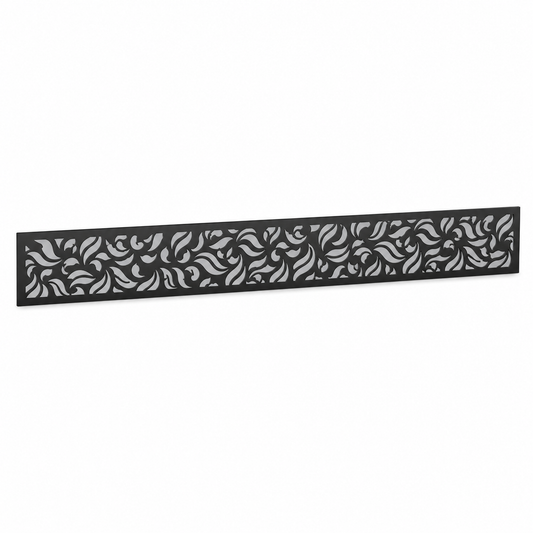 Botanical Vine Mesh laser cut metal fence topper insert perspective view, Design 135