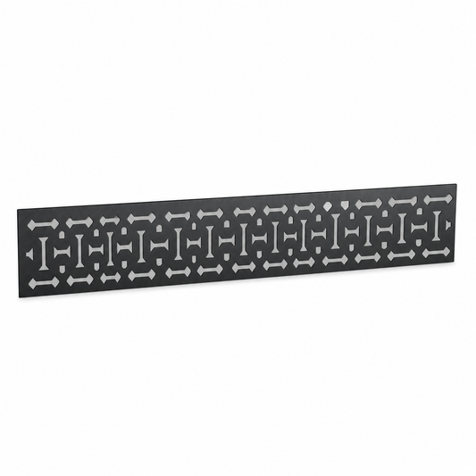 Circuit Maze Border laser cut metal fence topper insert perspective view, Design 136