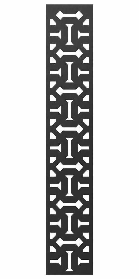 Design 136 Industrial Link Chain Laser Cut Metal Privacy Screen Panel front main view