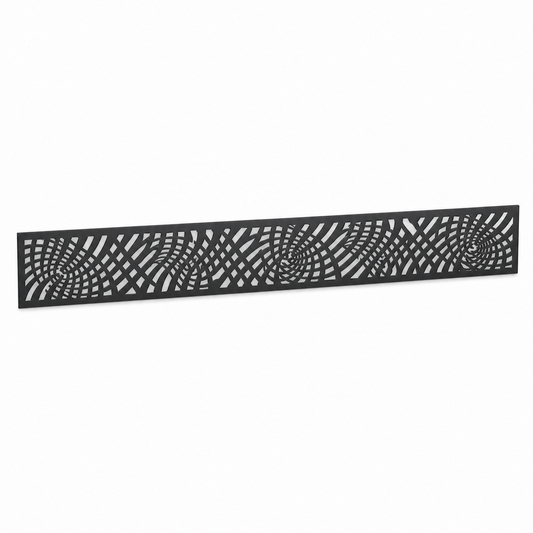 Herringbone Wave Lace laser cut metal fence topper insert perspective view, Design 137