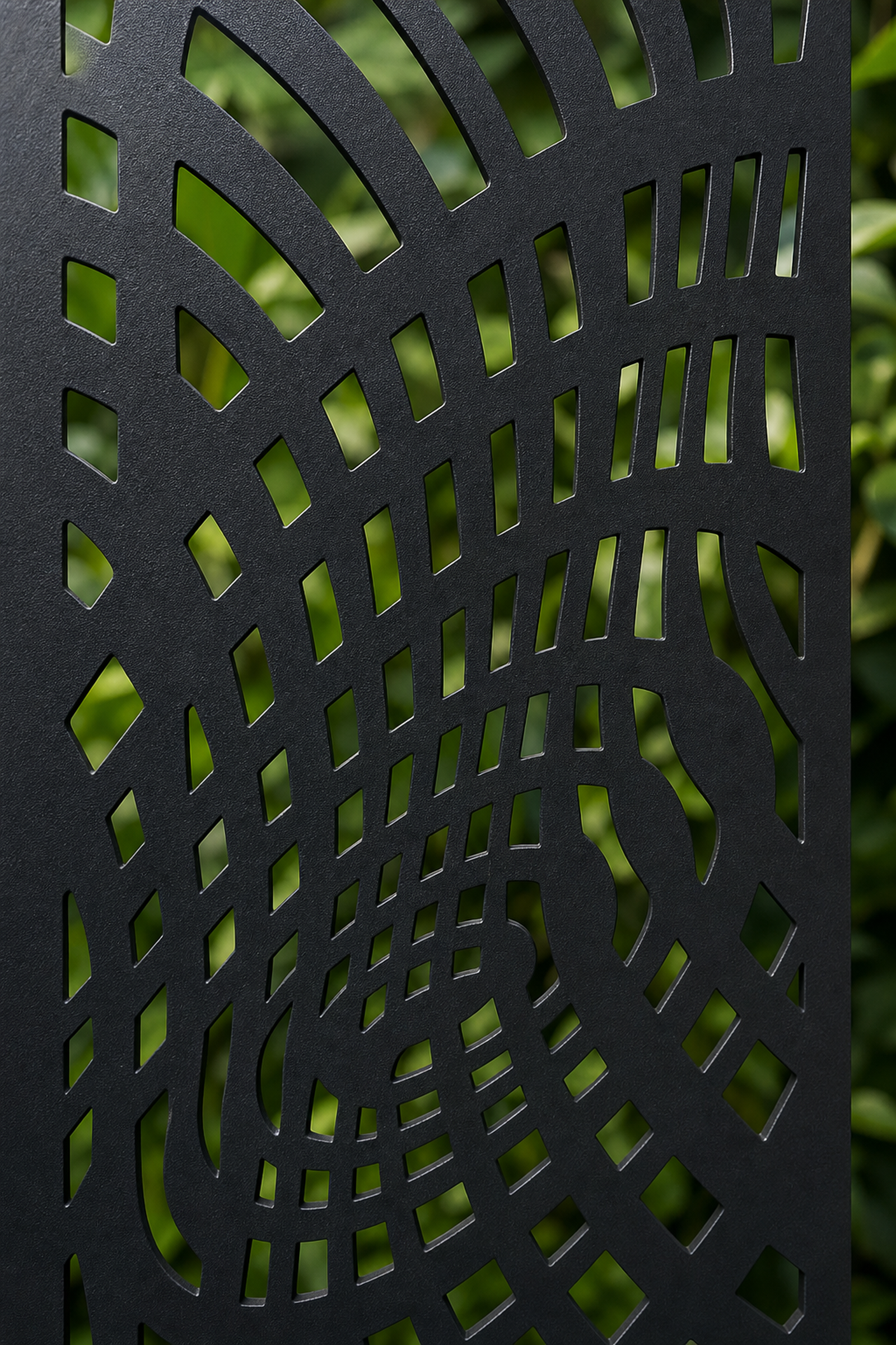 Design 137 Spiral Mesh Flow Laser Cut Metal Privacy Screen Panel close-up detail view